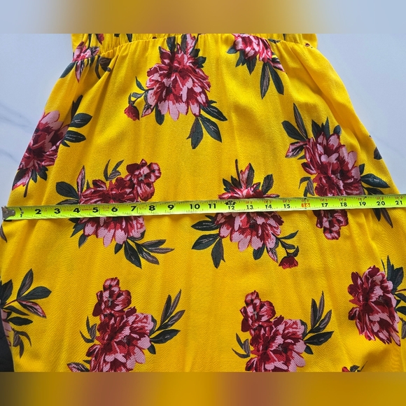 Pacific Vibes Floral Yellow Pink Hi-Lo Maxi Dress Size L Boho Feminine Beachy - Picture 11 of 13